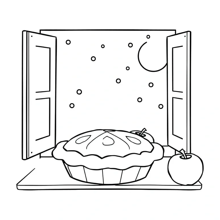 Apple pie on a windowsill
