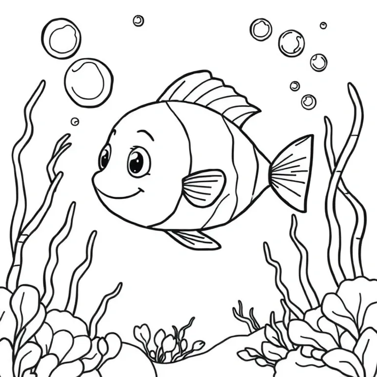 Underwater scene with bubble fish
