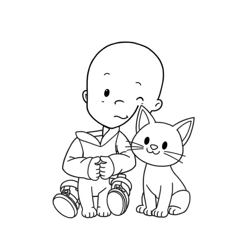 Caillou with his pet cat