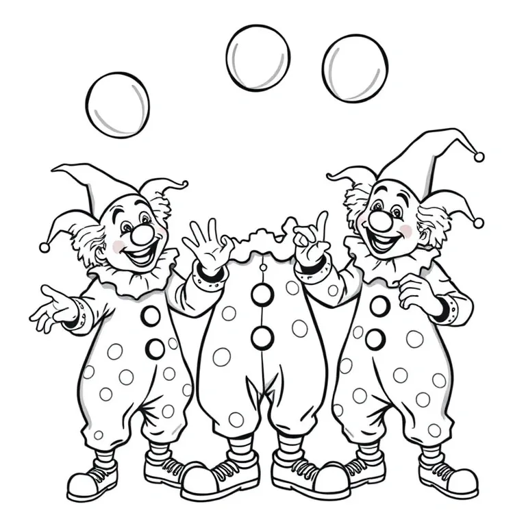 Clowns juggling colorful balls