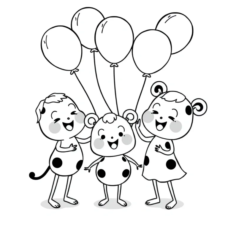 Cocomelon friends playing with balloons