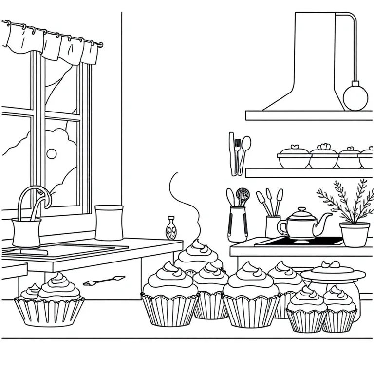 Baking cupcakes in a sunny kitchen