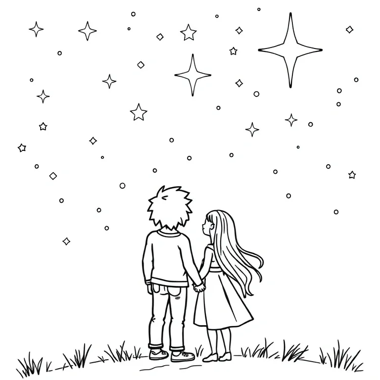 Couple under a starry sky