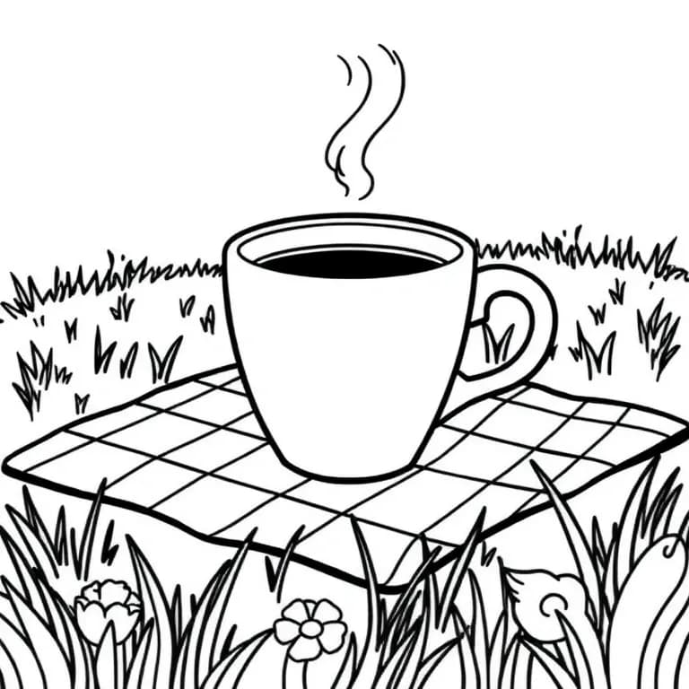 Cup on a picnic blanket