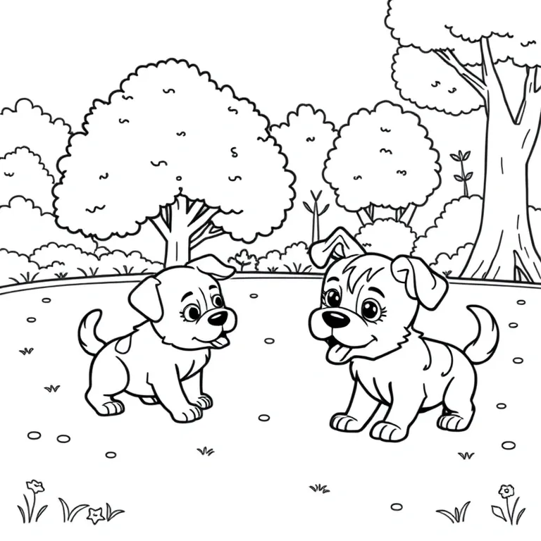 Doggies playing in a park