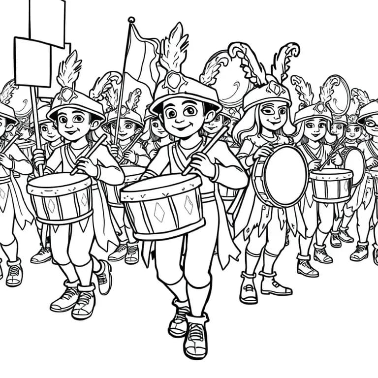 Fantasy drummers in a parade