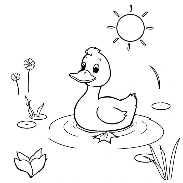 Ducky in a sunny pond