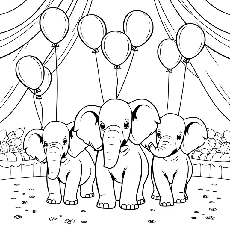 Elephants with balloons in a circus