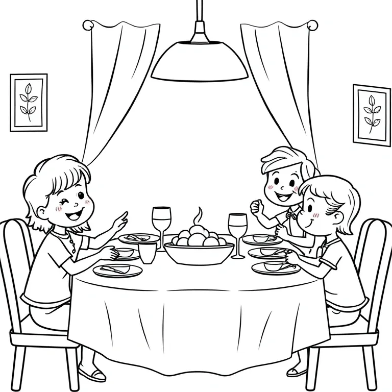 Family dinner table with smiles