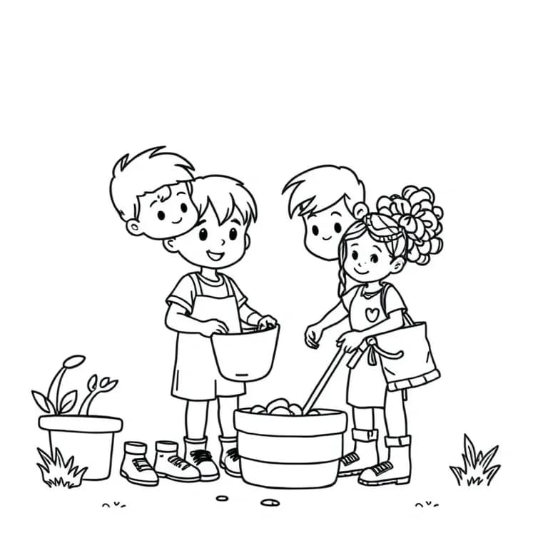 Friends helping each other with chores