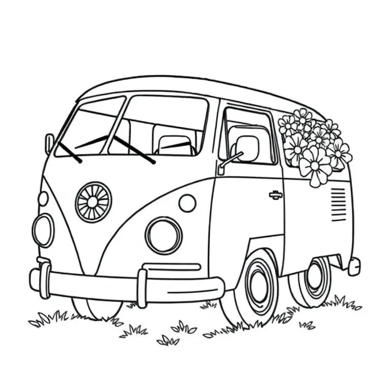 Groovy van with flowers
