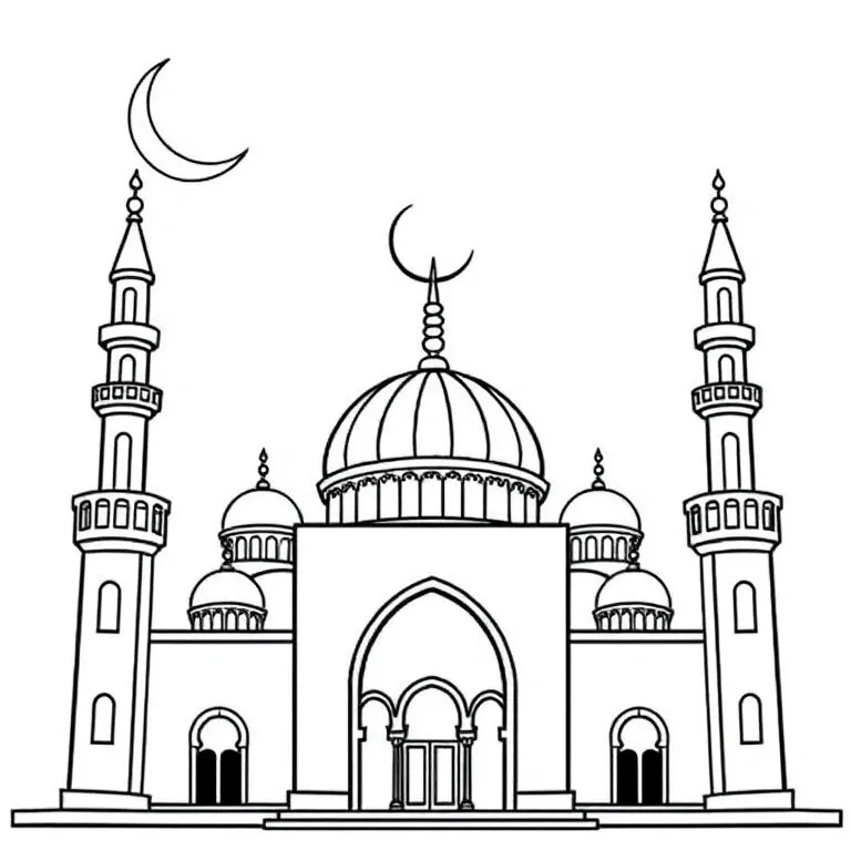 Mosque with crescent moon