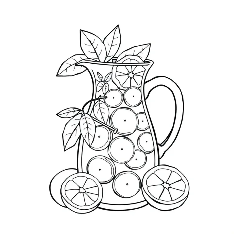 Lemonade pitcher with fresh fruits