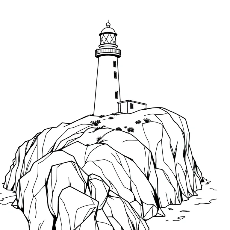 Lighthouse on rocky cliff