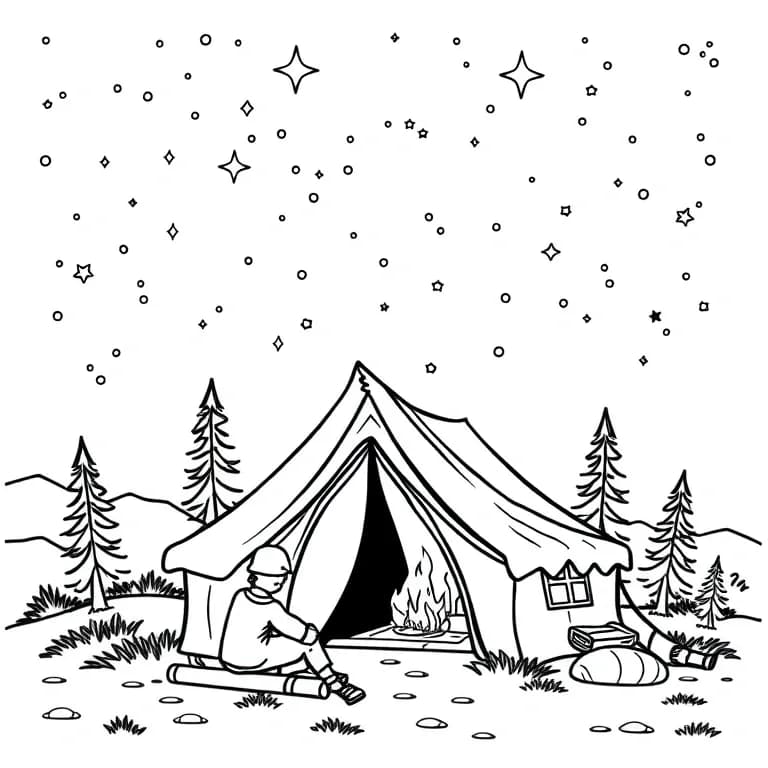 Marine camp under starry sky