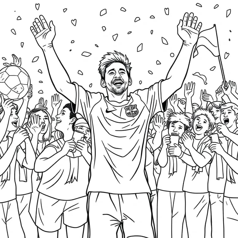 Messi celebrating with fans