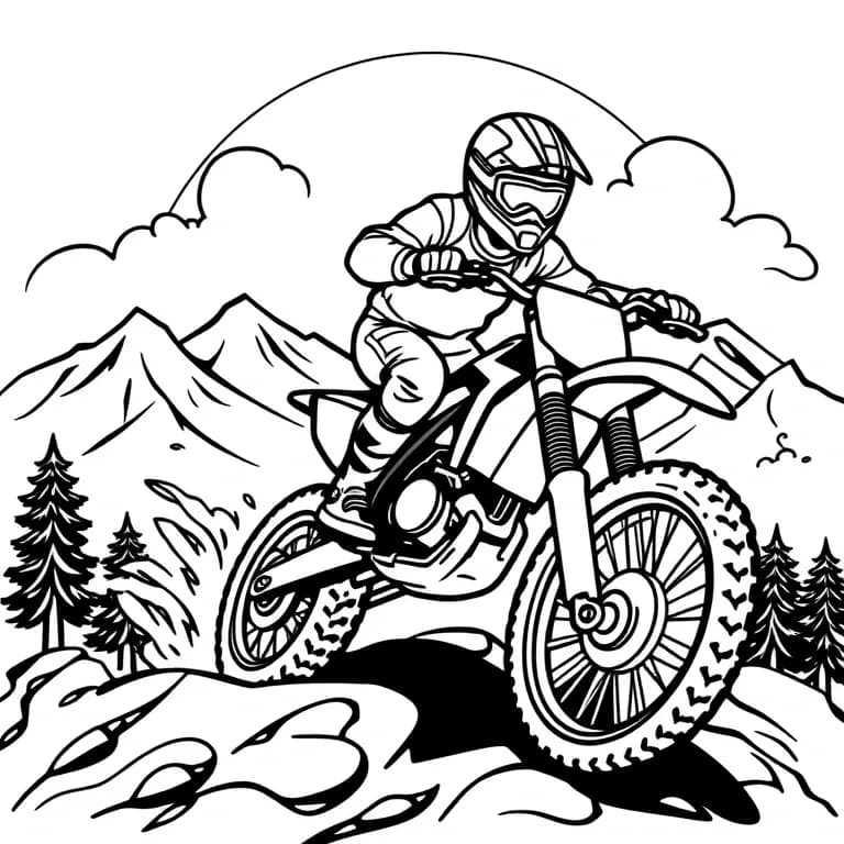 Motorbike racing on a mountain