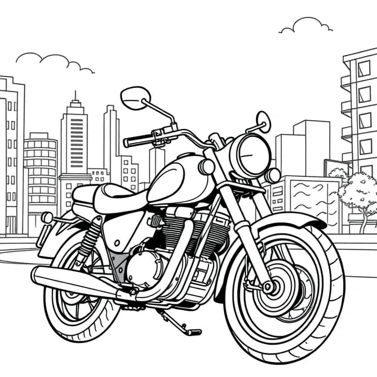 Vintage motorbike in a cityscape