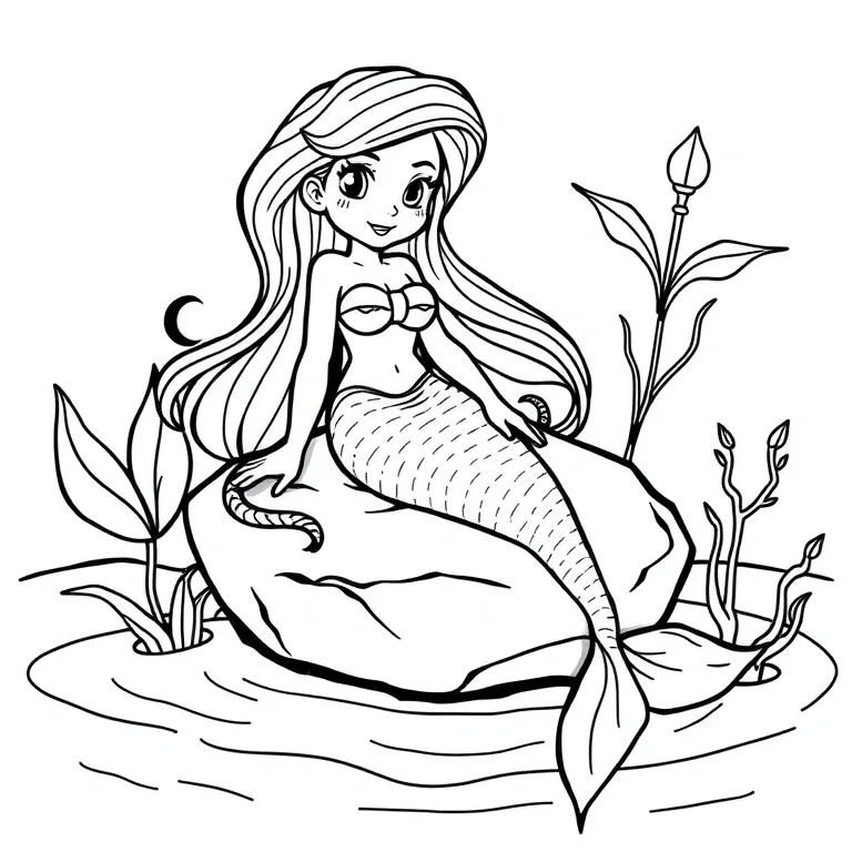 Mermaid lounging on a rock