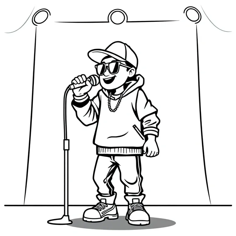 Rapper on stage with microphone
