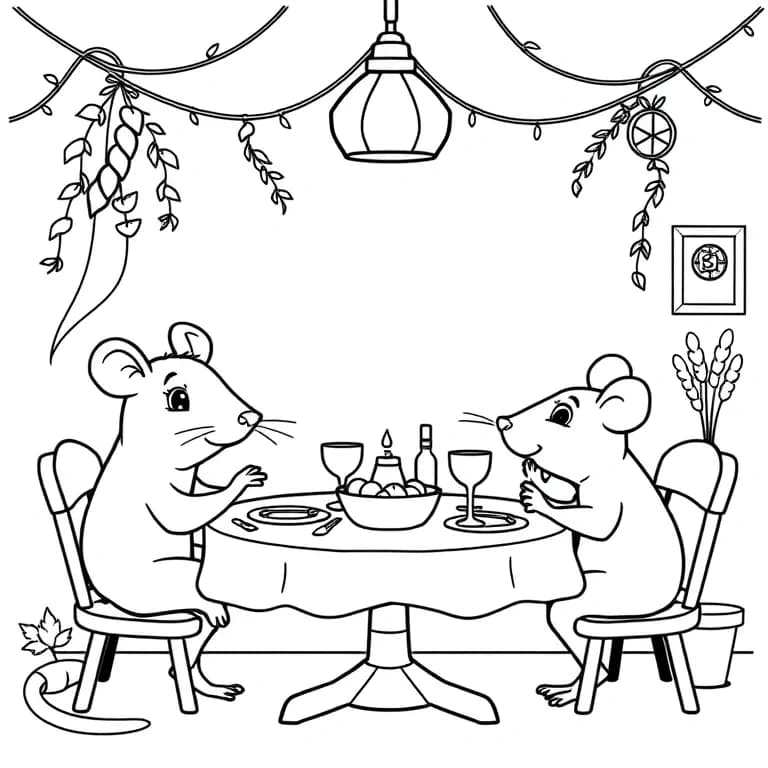 Dining scene with rat and friends
