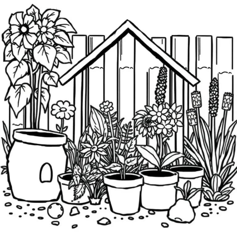 Garden made from recycled items