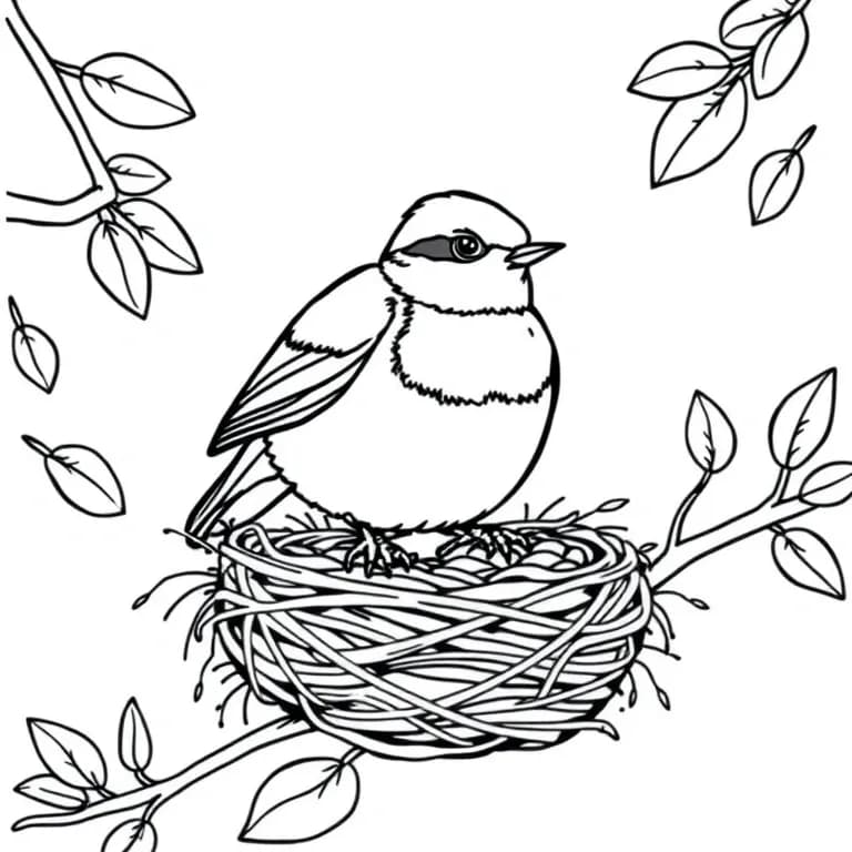 Robin building a nest