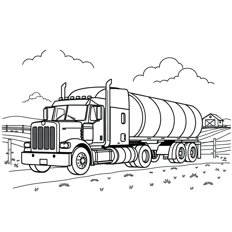 Semi truck unloading at a farm
