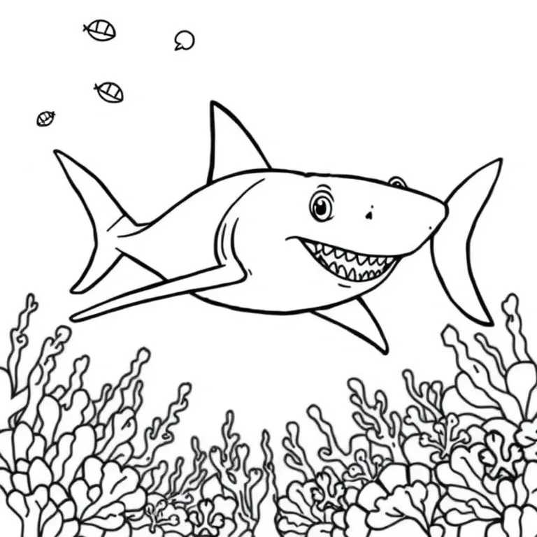 Shark swimming through coral reef