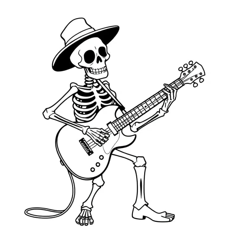 skeleton playing guitar