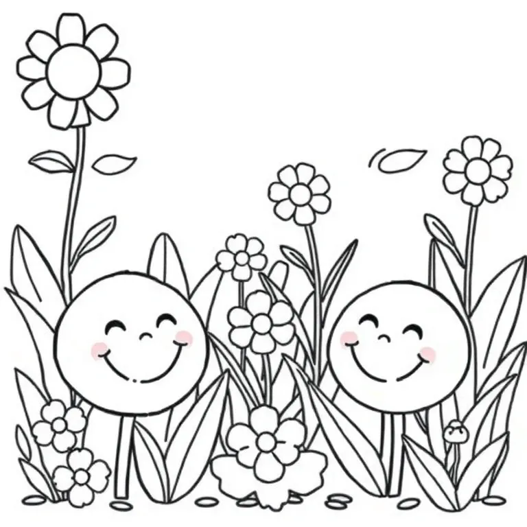 Smiley faces in a garden