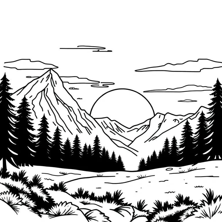 Mountain landscape during sunset
