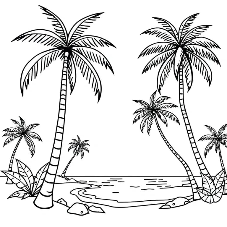 Tropical beach with palm trees