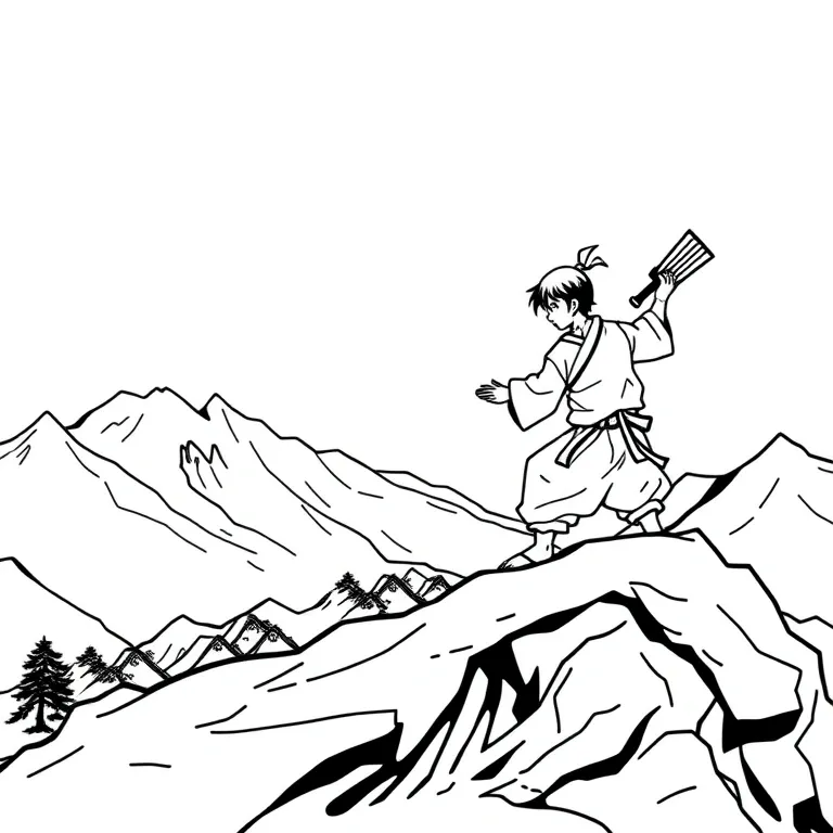 Tanjiro training on a mountain