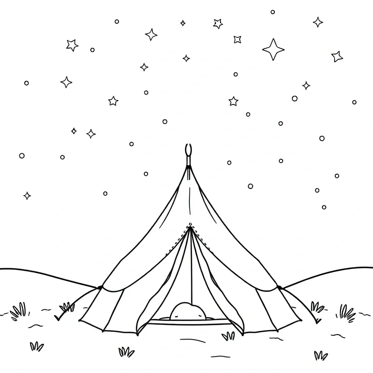 Tent under a starry night sky