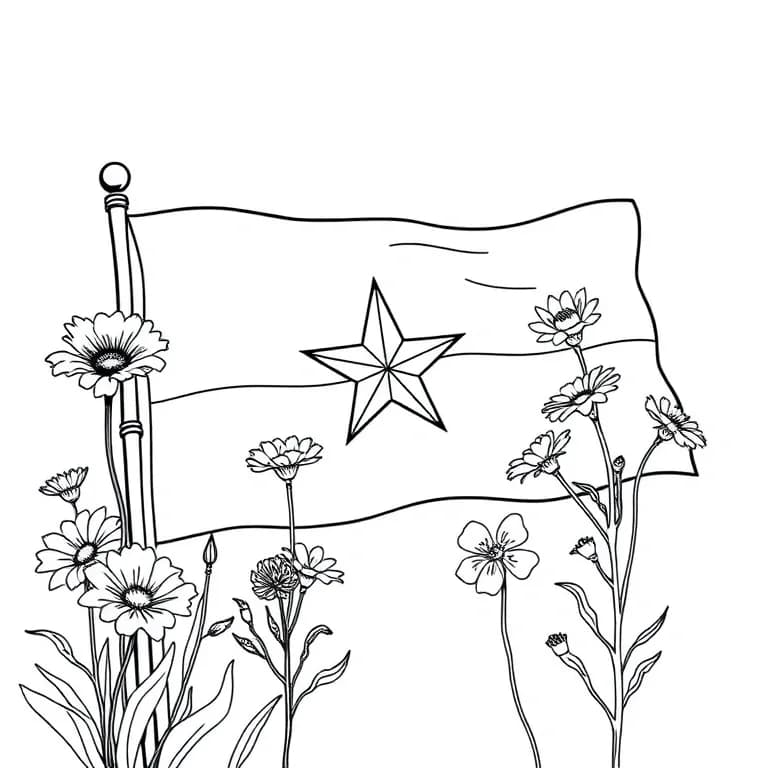 Lonestar flag with wildflowers