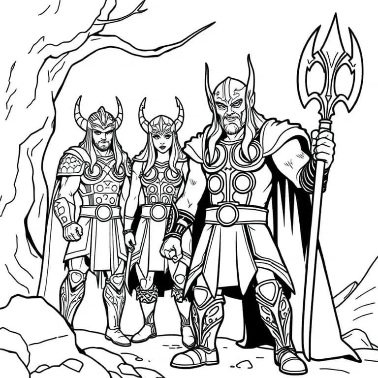 Thor and friends in Asgard