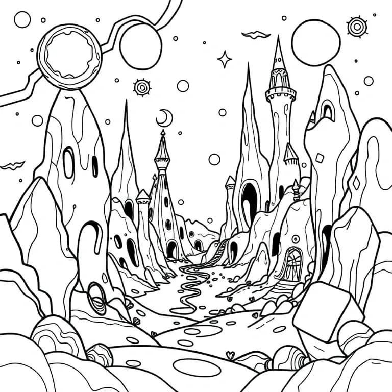 fantastical dreamscape with surreal shapes