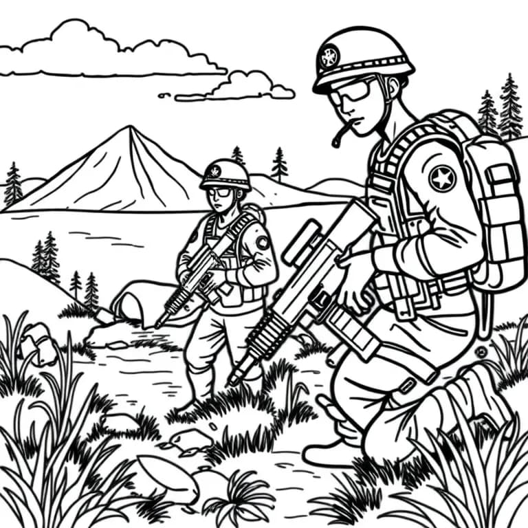 Marine training camp in nature