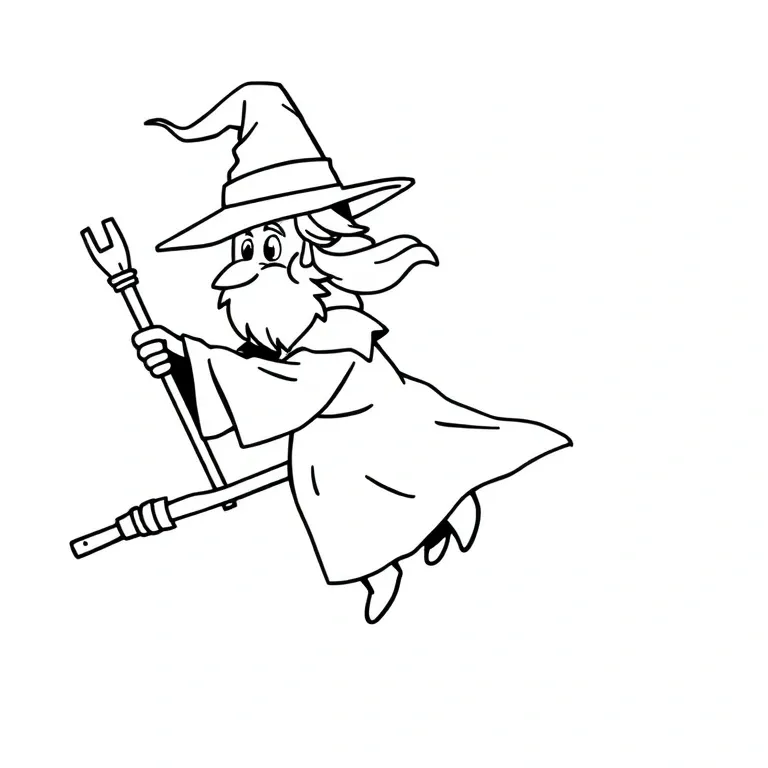 wizard flying on a broomstick