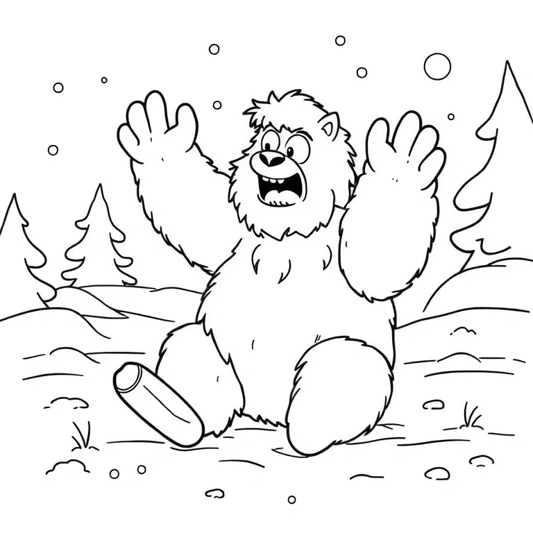 Yeti playing in the snow