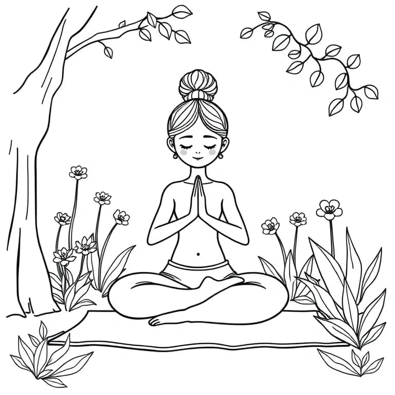 Serene garden yoga session
