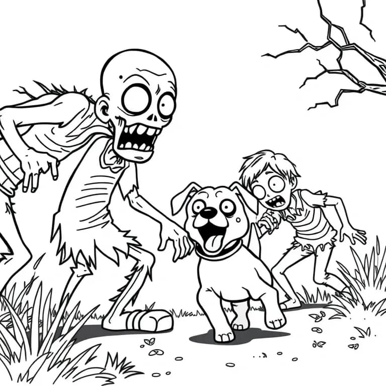 Zombies chasing a runaway dog